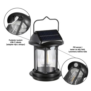 Solarna baštenska lampa sa PIR senzorom pokreta - Img 2