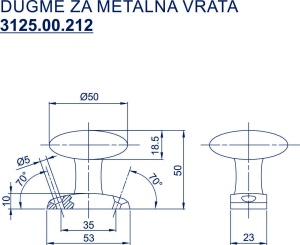 Dugme rukohvat za metalna vrata - bela BANE - Img 2