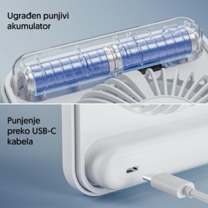 Stoni USB mini ventilator sa displejem - beli PROSTO - Img 3