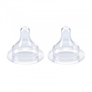 Set 2 tetine silicon pentru biberon cu gat larg debit variabil 0 - 18 LUNI - Img 1