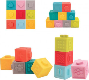 Set 9 cuburi- Primul joc de construit al bebelusului, LUDI - Img 2
