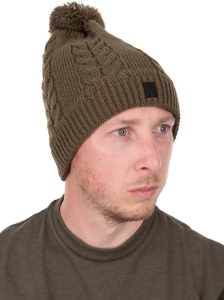 Caciula Fox Khaki Knitted Bobble