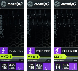MXC-1 Size 18 Barbless 0.125mm 4 10cm Pole Rig 8pcs