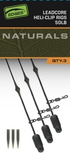 Segmente Fox Naturals Heli-clip Rigs Leadcore, 50lbs, 3buc/pac - Img 2