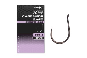 X9 Carp Wide Gape Size 16 Barbless - Eyed