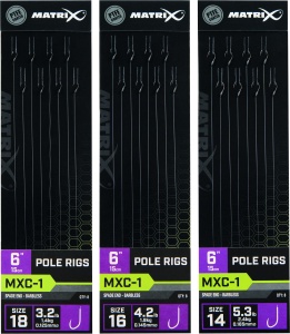 MXC-1 Size 18 Barbless 0.125mm 6 15cm Standard Pole Rig 8pcs