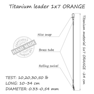 Struna Titan 1x7 Orange 14kg 27cm 0.45mm Titanium Leader 1buc - Img 2