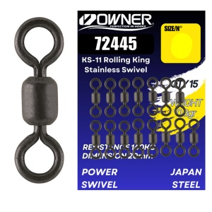 Vartej Owner Amaz 72445 KS-11 No.6 45kg Rolling King Stainless Swivel 15buc