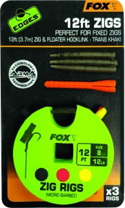 Rig Fox Edges Zig Ready Rigs Size 8 12lb 12ft 3pcs