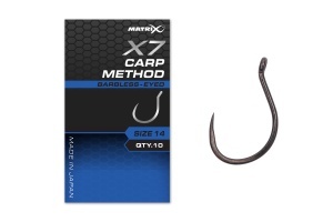 X7 Carp Method Size 12 Barbless - Eyed