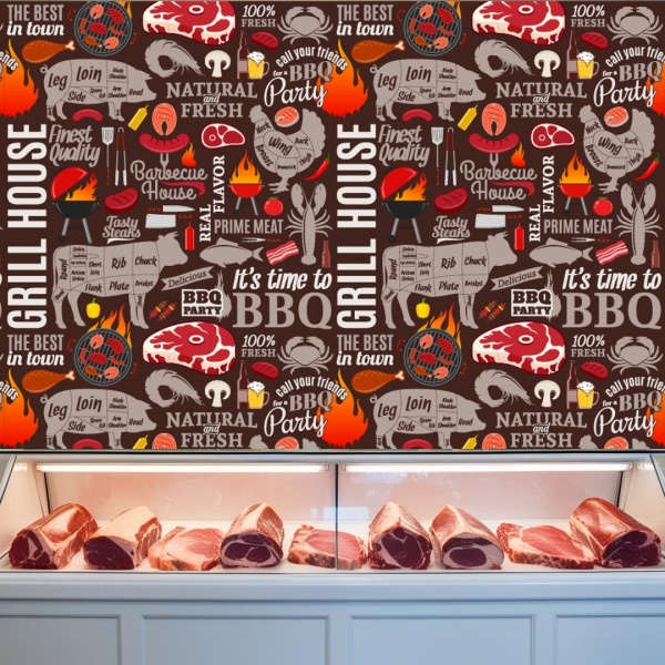 Fototapet Măcelărie cu Elemente Tematice GMF1 🍖🐷🐄 - Img 2