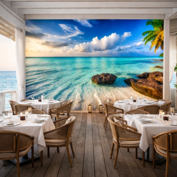 Fototapet Tropical Azure Paradise Restaurant pe Coasta
