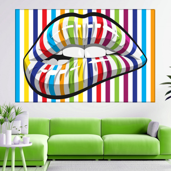 Tablou Canvas Buze Colorate cu Dinti Albi TH58 - Img 4