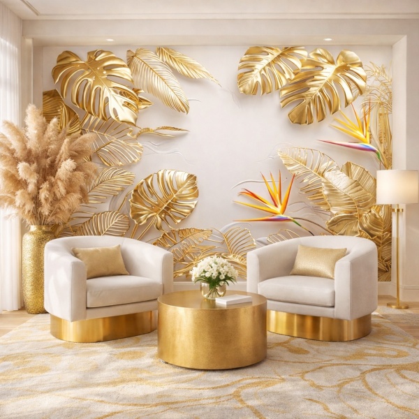 Fototapet Golden Monstera Paradise Lobby