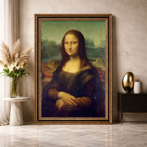 Tablou Mona Lisa – Capodopera lui Leonardo da Vinci PCR8 cu Rama Maro Antichizat