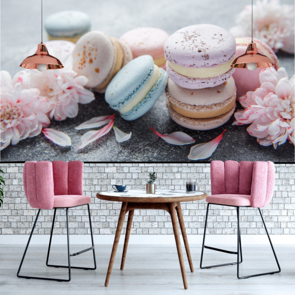 Fototapet Macaroons Frumos Colorate in Fundal Ciment DSS78 - Img 2