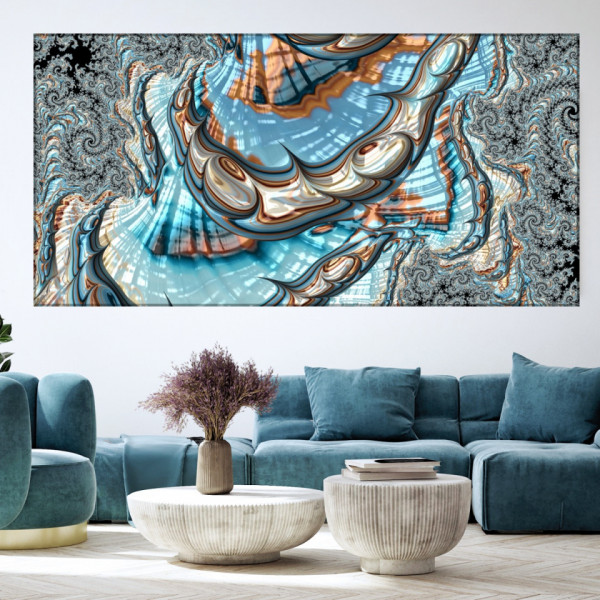 Tablou Canvas Fractal Abstract Blue Bubbles ADF24 - Img 4
