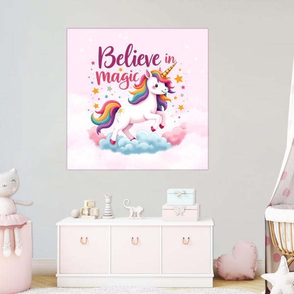 Tablou Canvas Unicorn cu Păr în Culorile Curcubeului CGN37