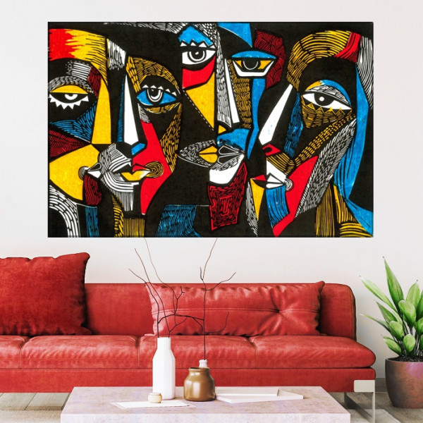 Tablou Canvas Abstract Design Fețe Colorate CTB79