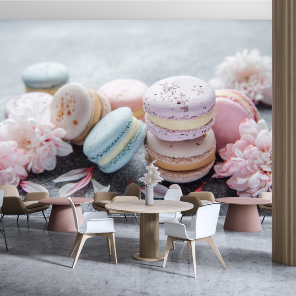 Fototapet Macaroons Frumos Colorate in Fundal Ciment DSS78 - Img 3