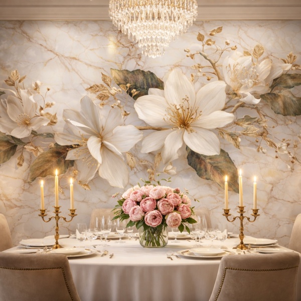 Fototapet Magnolia Marble Elegance Dinning