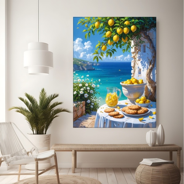 Tablou Canvas Mic Dejun sub Lămâi în Grecia GRP37