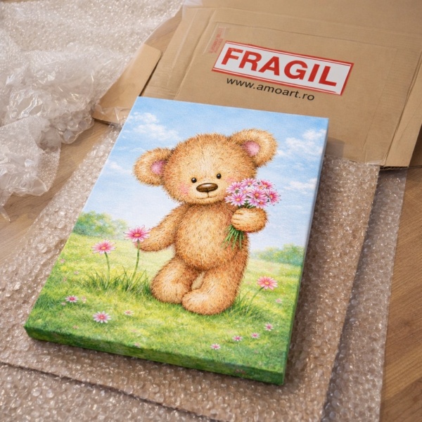 Tablou Canvas Ursulețul cu Flori Livrare Rapida