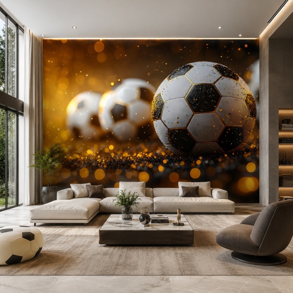 Fototapet Fotbal Minge cu Efect Auriu IMGS1 Living