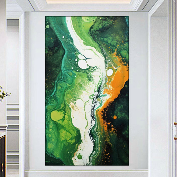 Tablou Canvas Abstract Verde Portocaliu ADF45