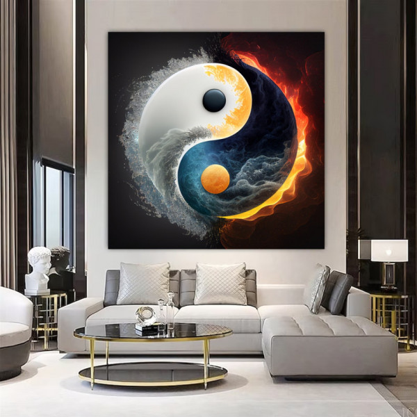 Tablou Canvas Yin Yang Elemente Foc si Apa MSP57
