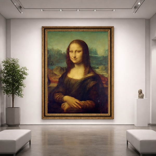 Tablou Mona Lisa – Capodopera lui Leonardo da Vinci PCR8 cu Rama Maro in Galerie de Arta