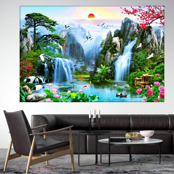 Tablou Canvas Cascada in Peisaj de Vis WTF103 - Img 3