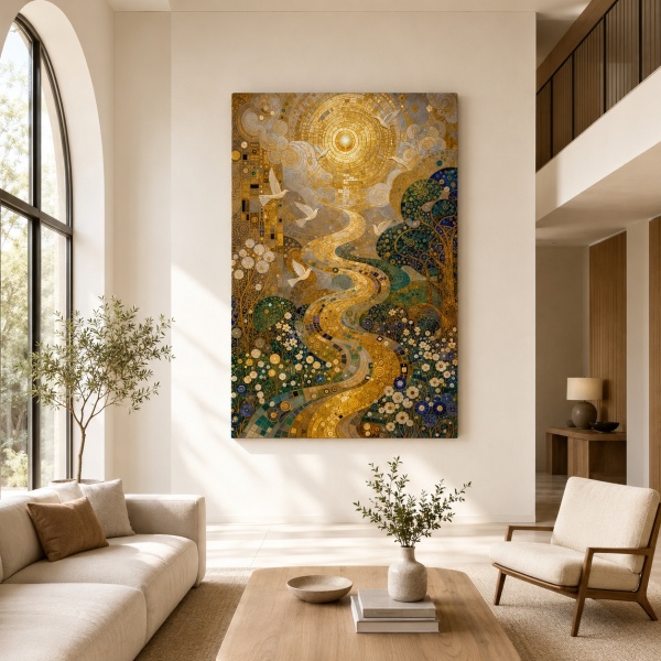 Tablou Canvas Inspirat de Gustav Klimt – Drumul spre Soarele Auriu PCR17 Living