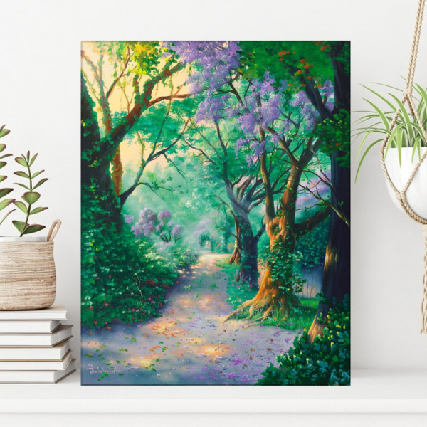 Tablou Canvas Jim Warren, Alee Prin Padurea cu Flori Violet RJW3