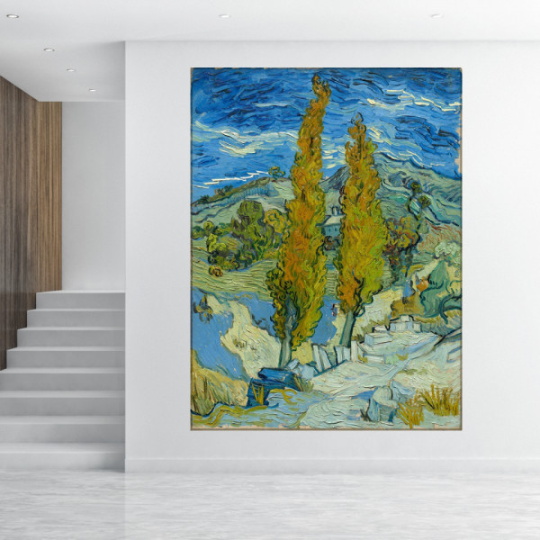 Tablou Van Gogh Doi Plopi pe un Drum printre Dealuri VG73 - Img 4