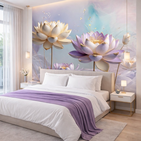 Fototapet Premium Flori Lotus Pastel pentru Camera Hotel