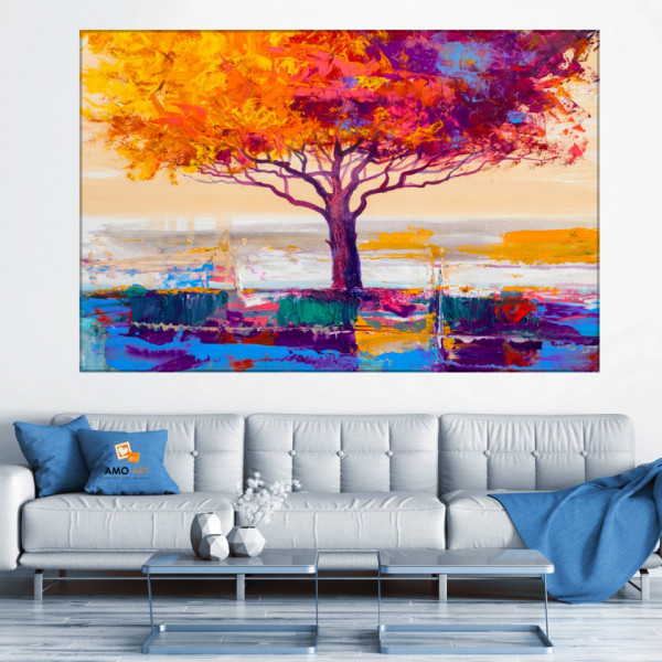 Tablou Canvas Arborele Abstract in Curcubeu de Culori TPP46