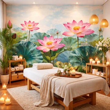 Fototapet Lotus Zen cu Frunze Tropicale FLAR122