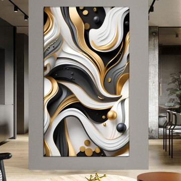 Tablou Canvas Abstract Gold Wave ADF36