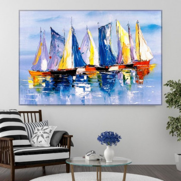 Tablou Canvas Barci cu Panze in Larg TBB11