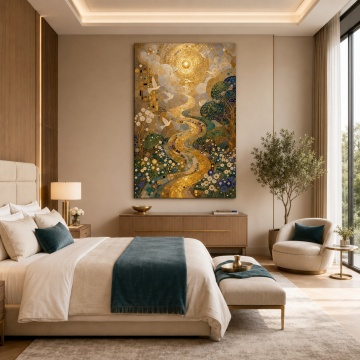 Tablou Canvas Inspirat de Gustav Klimt – Drumul spre Soarele Auriu PCR17 Dormitor