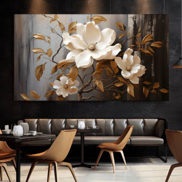 Tablou Canvas Magnolie Crem in Decor Texturat BYL11 - Img 3