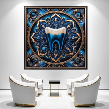 Tablou Canvas Mandala 3D Albastră cu Dinte Artistic ATCH25 - Img 3