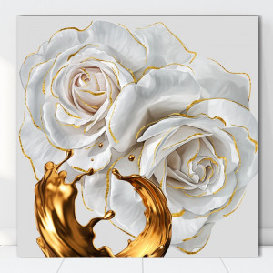 Tablou Canvas Trandafiri Albi Soft Gold ROS44 - Img 3