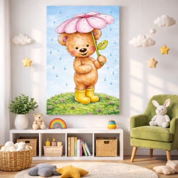 Tablou Canvas Ursulețul cu Umbrelă de Floare CHAP12
