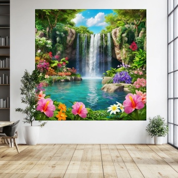Tablou Cascade Spectaculoase cu Flori Tropicale WTF107