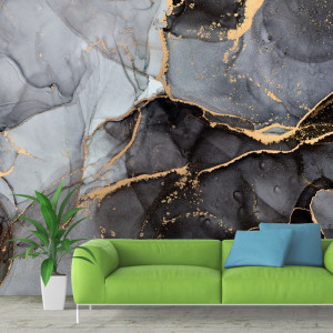 Fototapet Abstract, Textura Marmura Neagra cu Auriu ATF68 - Img 3