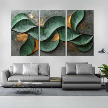 Set Multicanvas Abstract Valuri 3D Verzi ABSN36