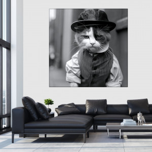 Tablou Canvas, Alb Negru, Motanul Charlie CAT76 - Img 3