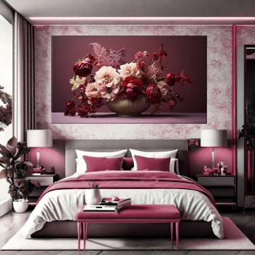Tablou Canvas Aranjament Floral Simfonie Bordo TPF58 - Img 4
